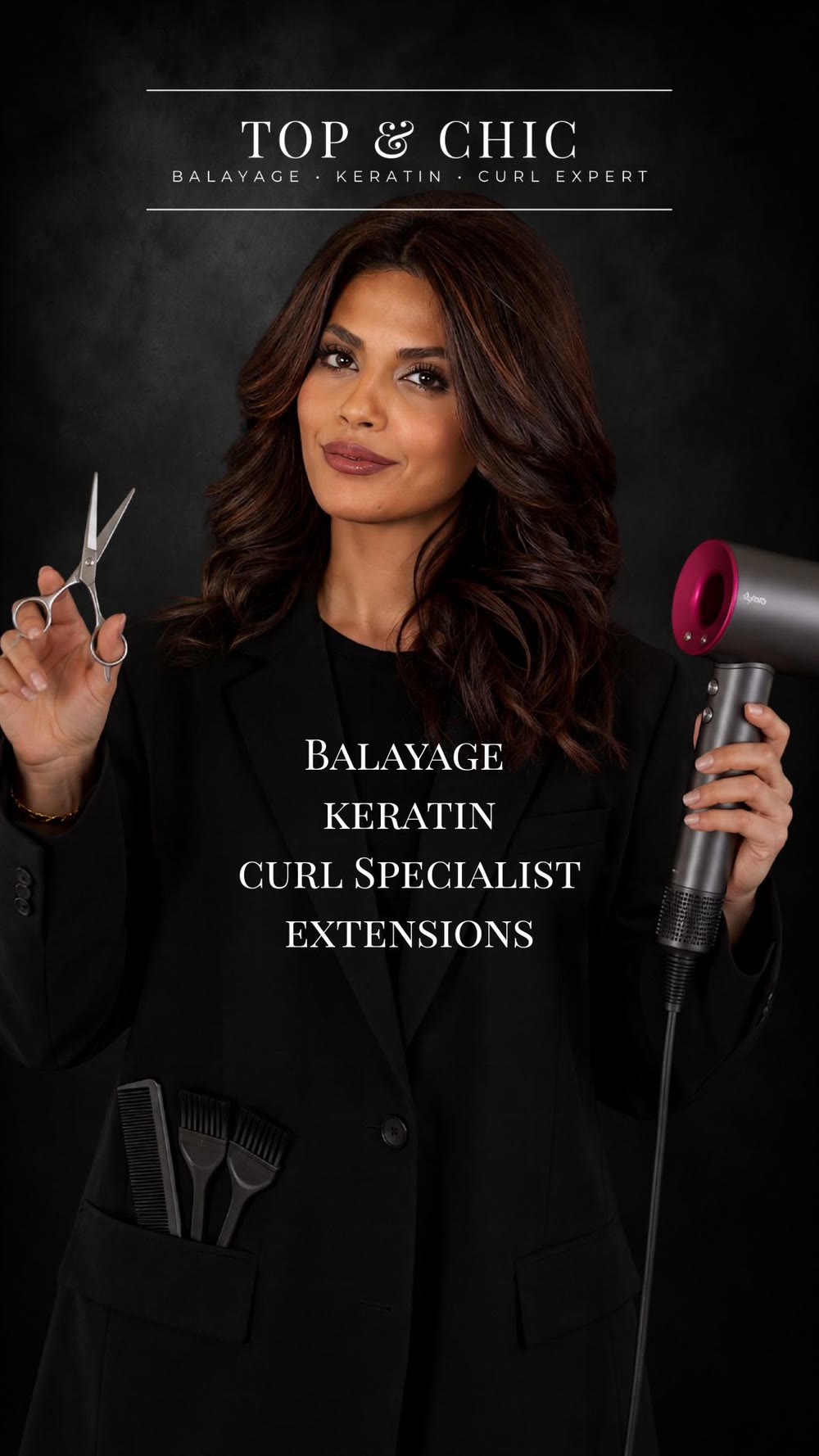 Top & Chic — Markenauftritt: Balayage, Keratin & Curl Expert, entwickelt im Rahmen der Zusammenarbeit
